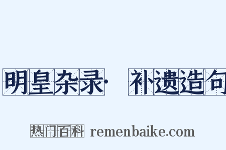 明皇杂录·补遗造句是什么意思的图片